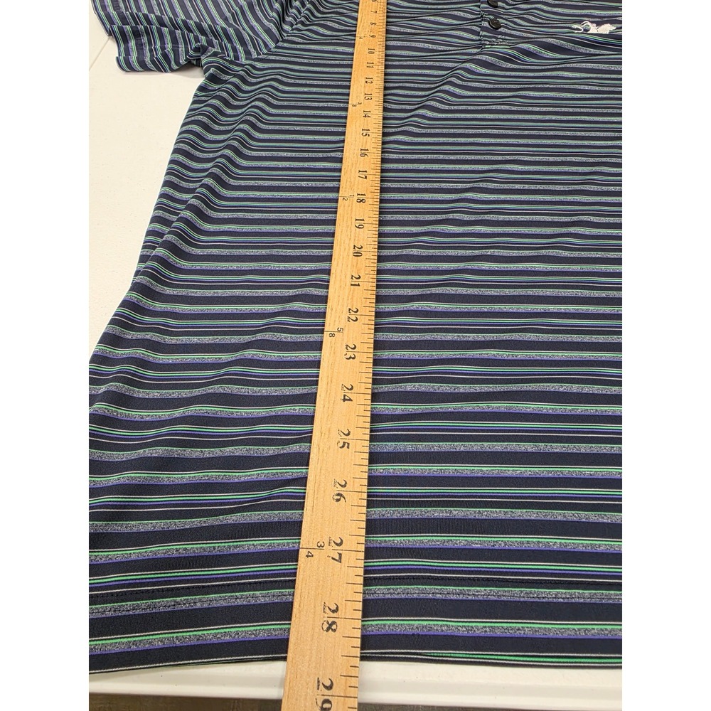 Cutter & Buck Mens Large CB DryTec Striped Golf Polo Shirt Blue Purple Lion Logo - Picture 5 of 6